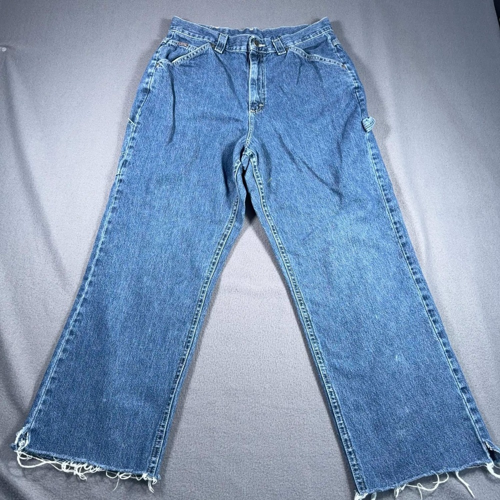 Vintage‎ Lee Riders Carpenter Jeans Womens 12M Blue Baggy Raw Hem 30x26